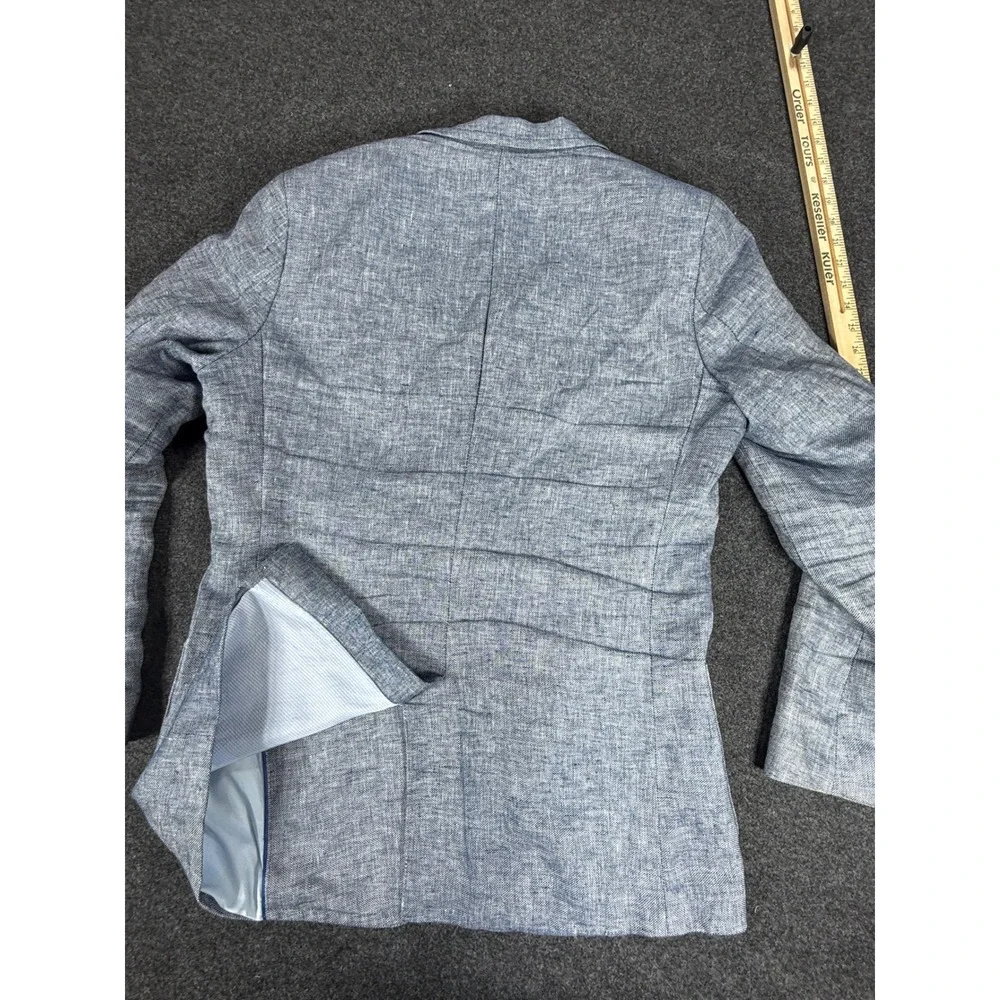 Banana Republic Blazer Mens 42L Blue Tailored Fit 100% Linen Lightweight 402018